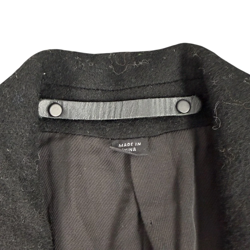 AllSaints Bodell Men XS Black Wool Blend Single Breasted Slim Fit Long Jacket